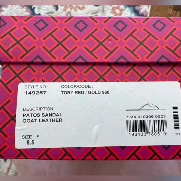 Tory Burch Patos Sandals Red Size 8.5 - Picture 7 of 8